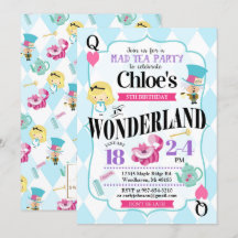 Alice im Wunderland Einladungen zum Geburtstag