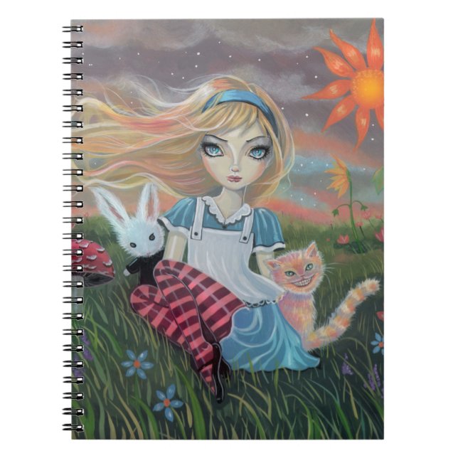 Alice im Wunderland Fantasy Art Notebook Notizblock (Vorderseite)