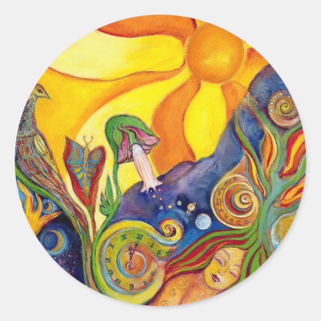 Alice im Wunderland Fantasy Fairy Sunshine Dream Runder Aufkleber (Vorderseite)