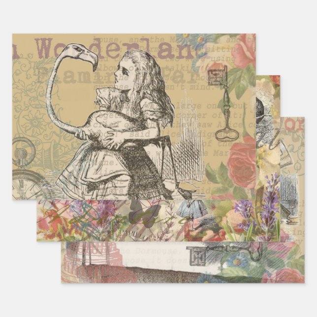 Alice im Wunderland Flamingo Classic Geschenkpapier Set (Set)
