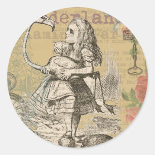 Alice im Wunderland Flamingo Classic Runder Aufkleber