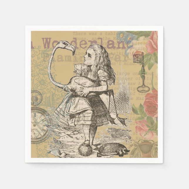 Alice im Wunderland Flamingo Classic Serviette (Vorderseite)