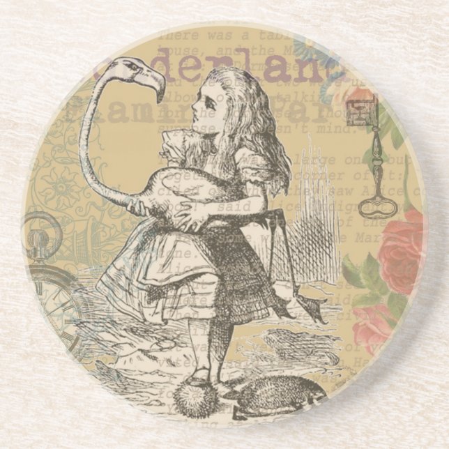 Alice im Wunderland Flamingo Classic Untersetzer (Vorne)