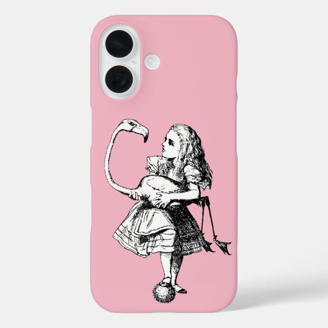 Alice im Wunderland Flamingo iPhone 16 Hülle (Rückseite)