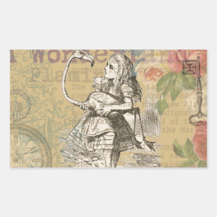 Alice im Wunderland Flamingo Klassiker Rechteckiger Aufkleber