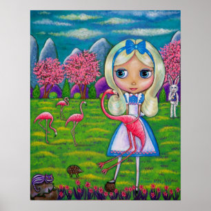 Alice im Wunderland & Flamingos Kanbit Igel Poster