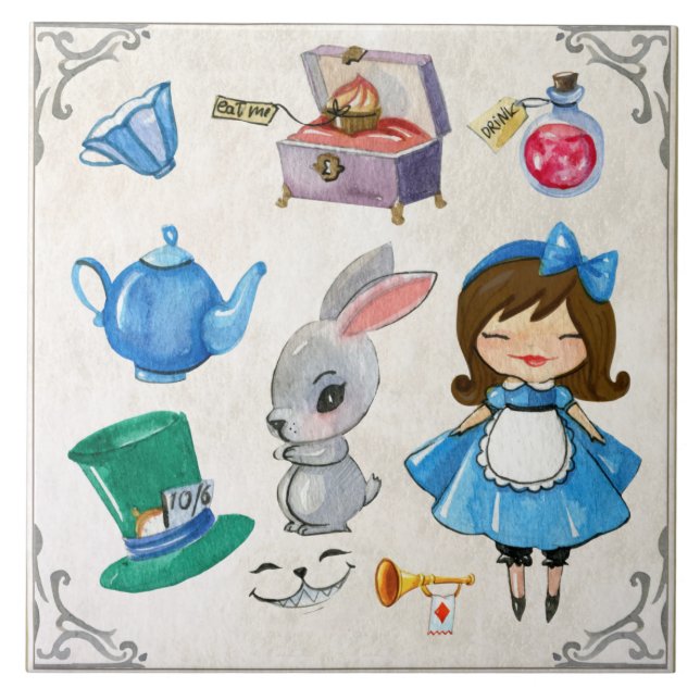 Alice im Wunderland Fliese (Vorderseite)