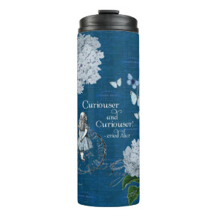 Alice im Wunderland Florale Blaue Thermotasse Thermosbecher