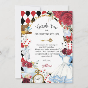 Alice im Wunderland Florale Hochzeitsdusche-Teepar Dankeskarte