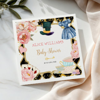 Alice im Wunderland Florale Teeparty-Baby-Party Serviette