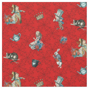 Alice im Wunderland für rotes und schwarzes Cobwe Stoff