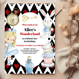 Alice im Wunderland Geburtstag Einladung