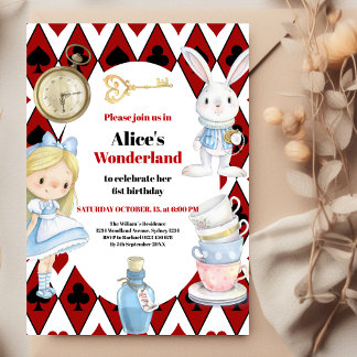 Alice im Wunderland Geburtstag Einladung
