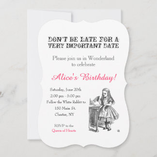 Alice im Wunderland Geburtstagsparty Vintag Einladung
