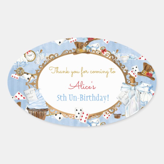Alice im Wunderland Gefallen Geschenk Vielen Dank Ovaler Aufkleber (Vorderseite)