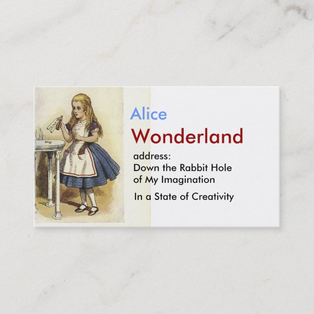 Alice im Wunderland-Geschäfts-Karte Visitenkarte (Vorderseite)