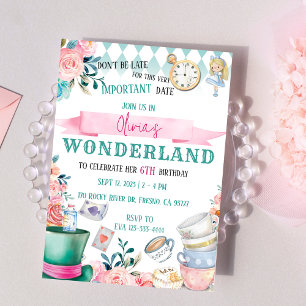 Alice im Wunderland Girl Birthday Einladung