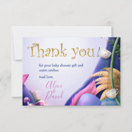 Alice im Wunderland, goldener Glitzer, Babydusche Dankeskarte