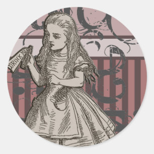 Alice im Wunderland Grunge (rosa) Runder Aufkleber