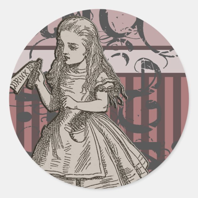 Alice im Wunderland Grunge (rosa) Runder Aufkleber (Vorderseite)