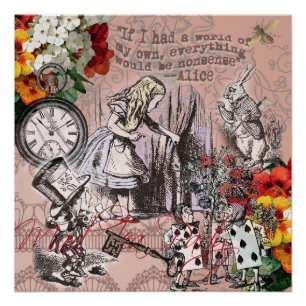Alice im Wunderland Hatter und Kaninchen Poster