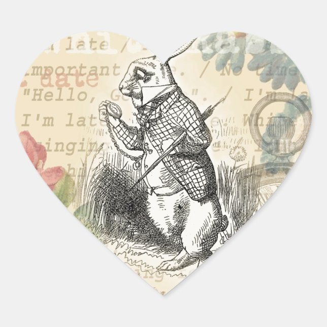 Alice im Wunderland Herz-Aufkleber (Vorderseite)