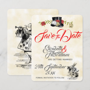 Alice im Wunderland Hochzeit Save The Date Einladung