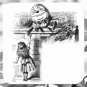 Alice im Wunderland, Humpty Dumpty mit Alice Quadratischer Aufkleber