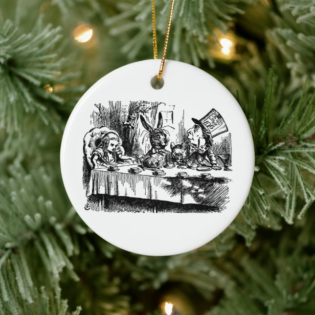 Alice im Wunderland Illustration Mad Hatter Keramik Ornament (Baum)