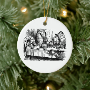 Alice im Wunderland Illustration Verrückter Hutmac Keramik Ornament