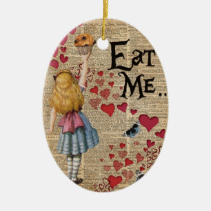 Alice im Wunderland Iss-Mich-Muffin Keramik Ornament