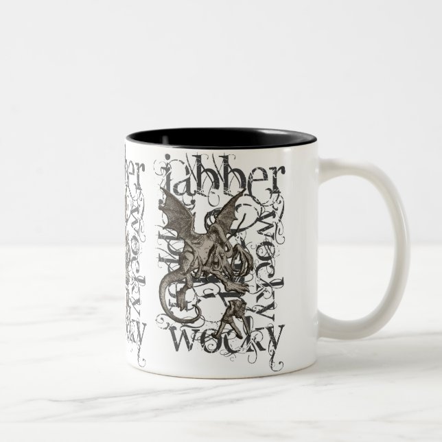 Alice im Wunderland Jabberwocky Grunge (Single) Zweifarbige Tasse (Rechts)