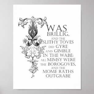 Alice im Wunderland Jabberwocky Poem Plakatzeichen Poster