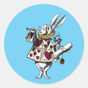 Alice im Wunderland-Kaninchen auf Gold Runder Aufkleber