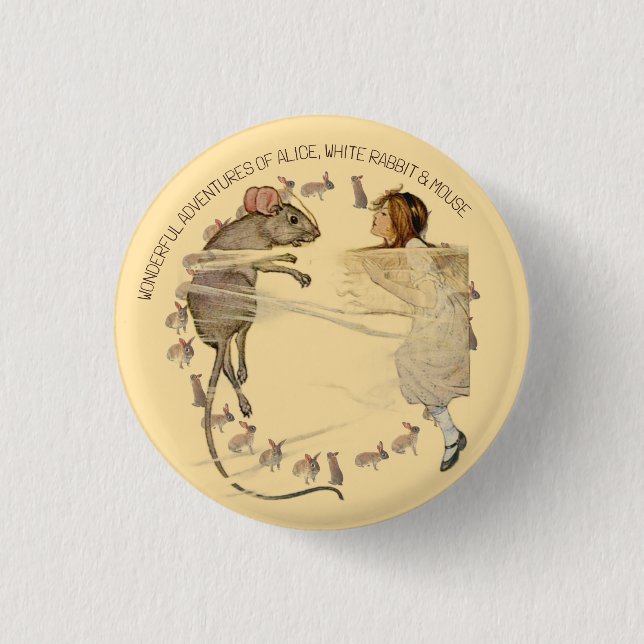 Alice im Wunderland Kaninchen Maus Button (Vorderseite)