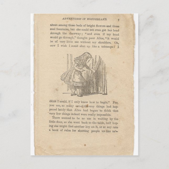 Alice im Wunderland, Kapitel 1, Kaninchen hinunter Postkarte (Vorderseite)