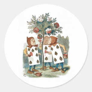 Alice im Wunderland Karo-Gärtner Runder Aufkleber