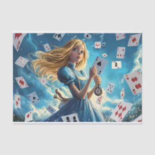 Alice im Wunderland-Karten-Pocket-Watch-Dekoupage Seidenpapier
