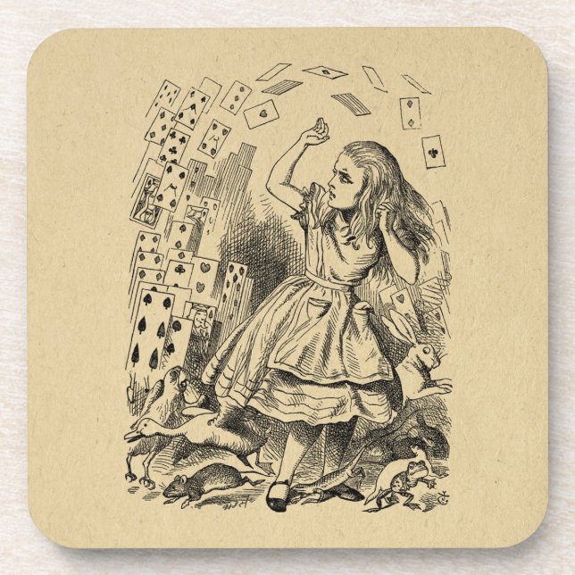 Alice im Wunderland Kartenspielen Kunst Getränkeuntersetzer (Vorderseite)