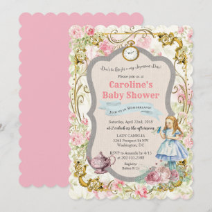 Alice im Wunderland Kinderdusche Einladung