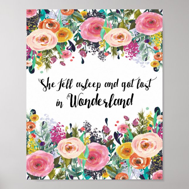 Alice im Wunderland, Kinderzimmer-Zitat-Druck, Pos Poster (Vorne)