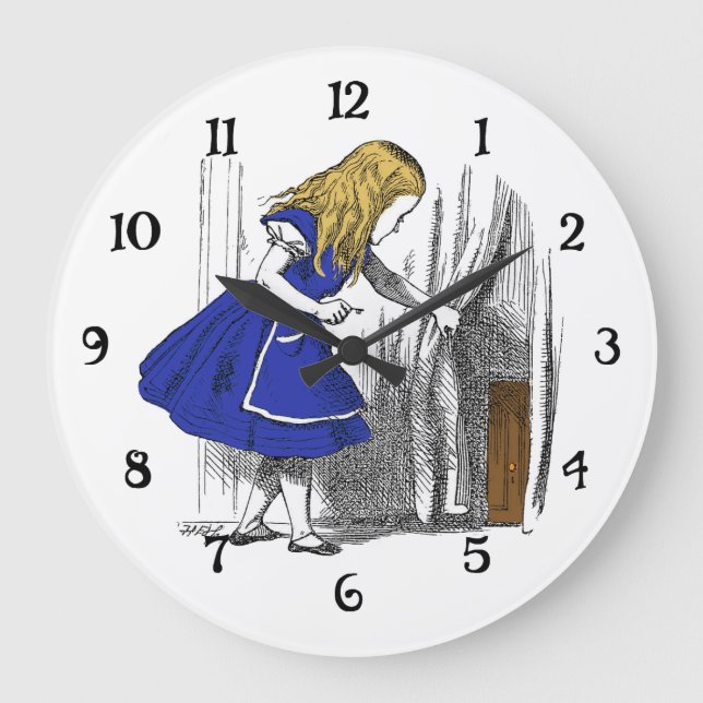 Alice im Wunderland - Kleine Tür Große Wanduhr (Vorderseite)