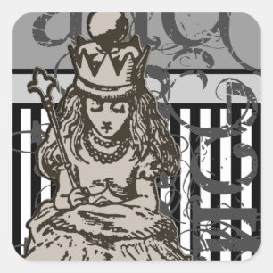 Alice im Wunderland-Königinalice Grunge Quadratischer Aufkleber