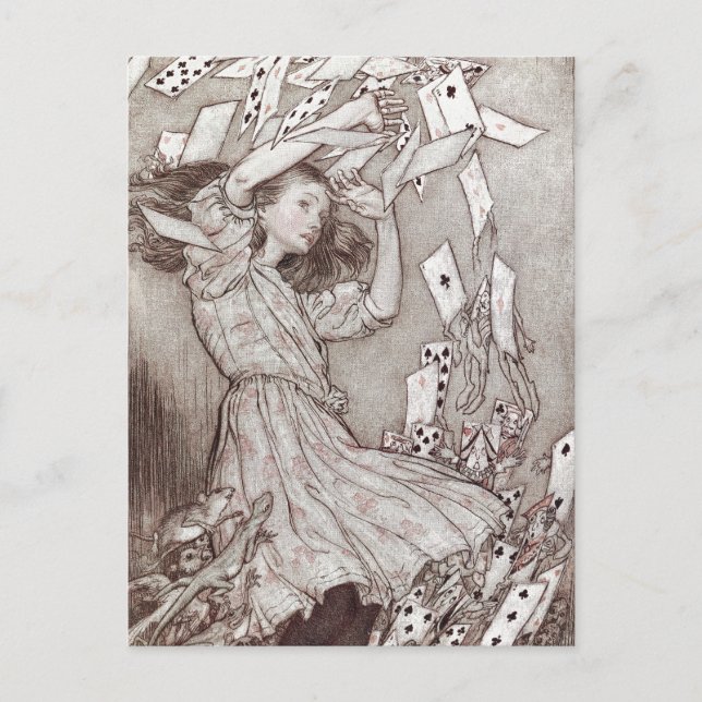 Alice im Wunderland Lewis Carroll Rackham Postkarte (Vorderseite)