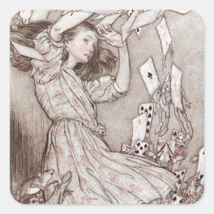 Alice im Wunderland Lewis Carroll Rackham Quadratischer Aufkleber