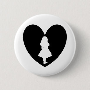 Alice im Wunderland Liebe in Schwarz & Weiß Button