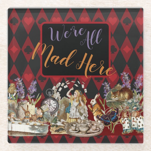Alice im Wunderland Mad Cheshire Cat Glasuntersetzer (Vorderseite)
