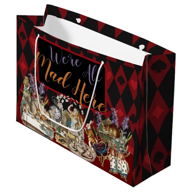 Alice im Wunderland Mad Cheshire Cat Große Geschenktüte (Vorderseite Schrägansicht)
