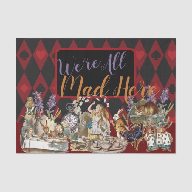 Alice im Wunderland Mad Cheshire Cat Seidenpapier (Vorderseite)
