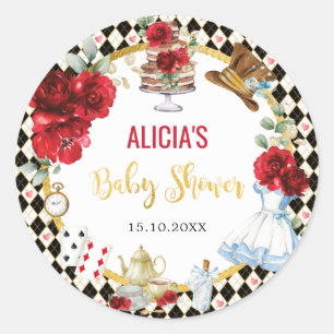Alice im Wunderland Mad Hatter Babydusche Tee Runder Aufkleber